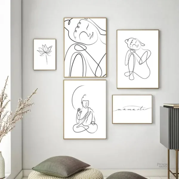 Tableau Bouddha en couleur blanche