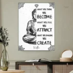 Tableau avec Bouddha et citation zen, décoration sereine