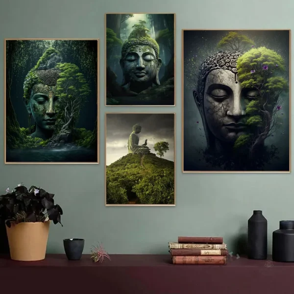 Tableau Bouddha, art mural zen pour salon ou méditation