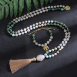 Collier en jade africaine, bracelet assorti