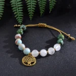 Bracelet bouddhiste et collier en jade pour l'équilibre