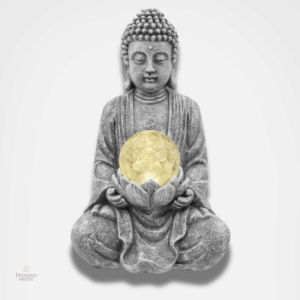 Statue Bouddha en verre solaire, design élégant
