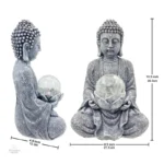Buddhisme : statue avec boule de verre décorative