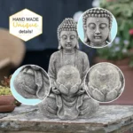 Statue Bouddha, effet solaire sur boule en verre