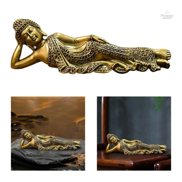 Résine Bouddha couché, accessoire spirituel pour la maison