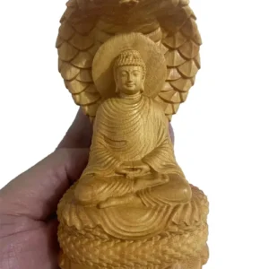 Statue Naga et Bouddha en bois sculpté