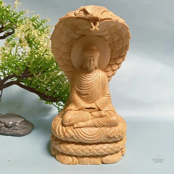 Statue spirituelle Bouddha en bois