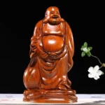 Bouddha Rieur en bois massif, décoration zen