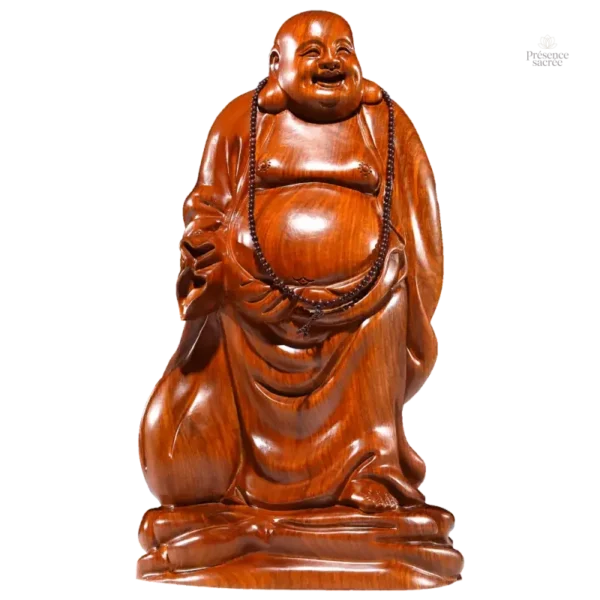 Statue en bois, Bouddha Rieur authentique