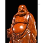 Statue zen Maitreya, artisanat en bois