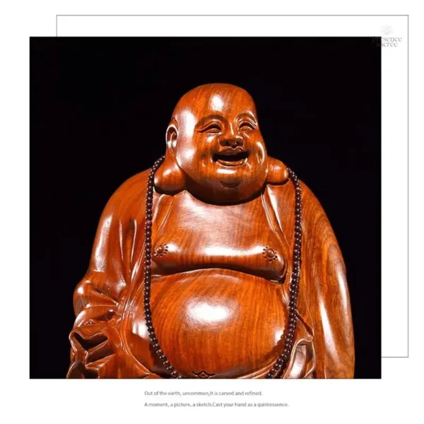 Bouddha Rieur, sculpture bois élégante