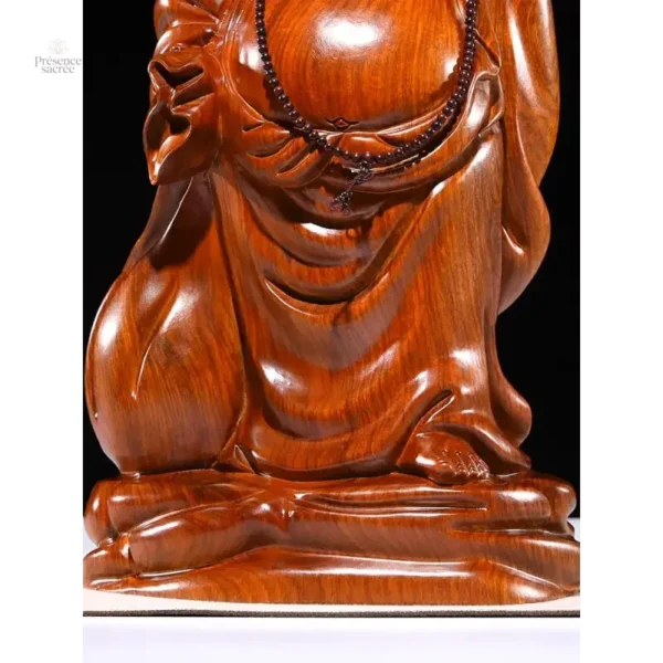 Statue en bois massif, Maitreya joyeux