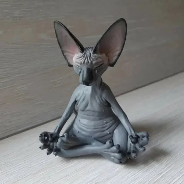 Statuette décorative chat, méditation et sérénité