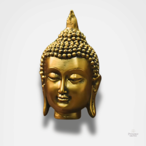 Tête de Bouddha dorée, symbole de sérénité et de méditation