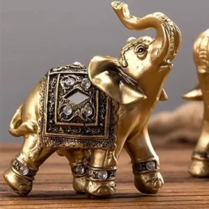 Éléphant doré, symbole de sagesse et prospérité