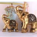 Statue décorative éléphant doré pour intérieur