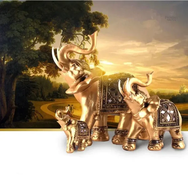 Statue d'éléphant asiatique en finition dorée