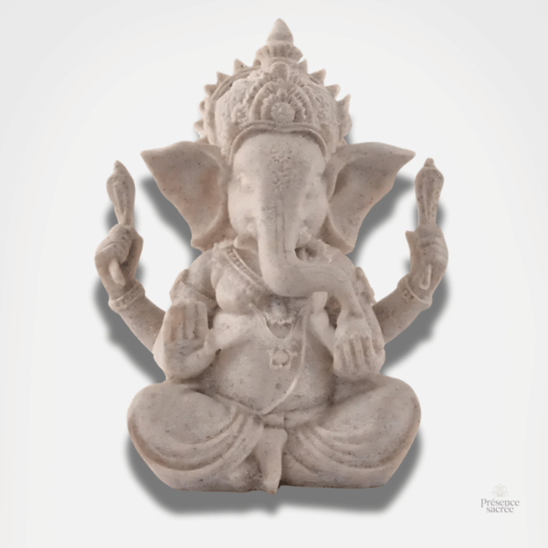 Statue éléphant Ganesh en pierre de grès décorative
