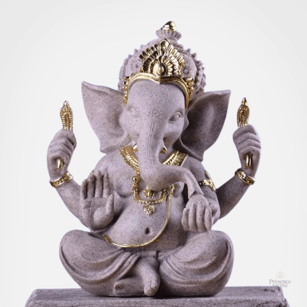 Élégante statue de Ganesh en pierre naturelle