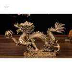 Statue en résine, dragon doré brillant pour décoration intérieure