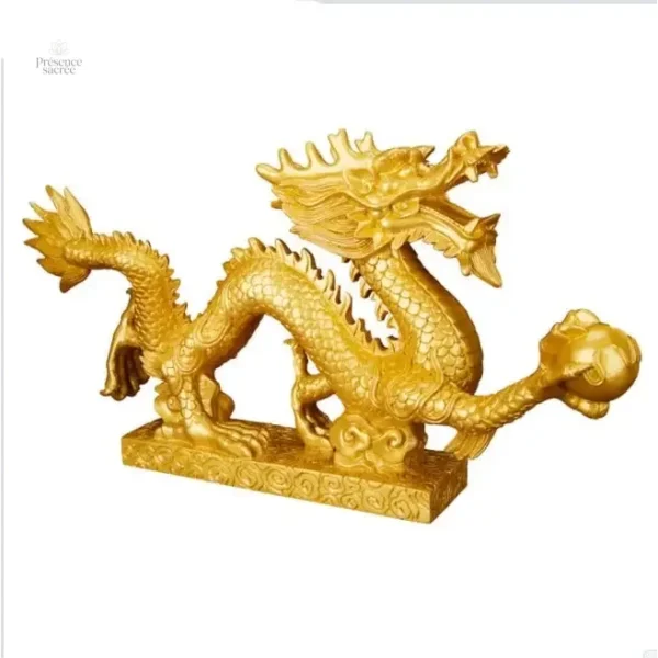 Objet de décoration, dragon doré en résine, style fantastique