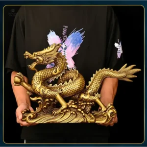 Statue de dragon en cuivre, symbole de chance et prospérité