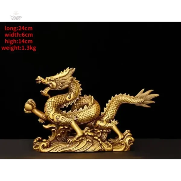Feng Shui dragon en métal, allure élégante et mystique