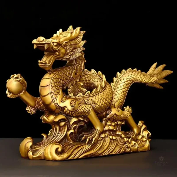 Objet décoratif dragon en cuivre, équilibre et harmonie