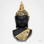 Statue Bouddha noir en résine, décor zen élégant