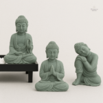 Statuette Bouddha en grès vert, décoration zen