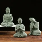 Bouddha en grès vert, ornement spirituel élégant