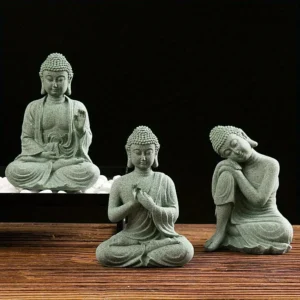 Bouddha en grès vert, ornement spirituel élégant