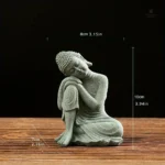 Statuette Bouddha grès vert, accessoire de méditation