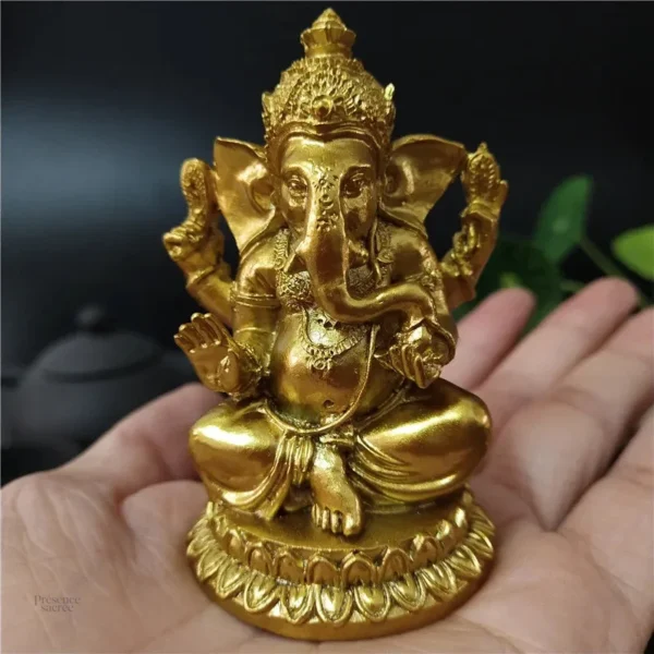 Statuette Ganesh lotus, pièce décorative zen pour intérieur