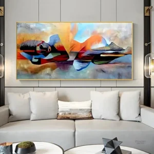 Art mural Bouddha couché, design abstrait moderne