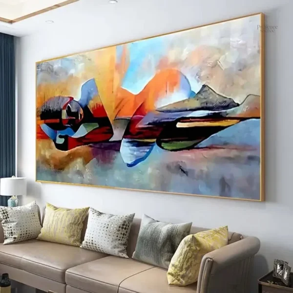 Œuvre d'art abstraite inspirée de Bouddha couché