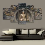 Tableau Bouddha en Bronze 5 Parties