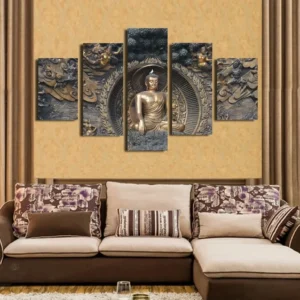 Art mural Bouddha en bronze, style contemporain