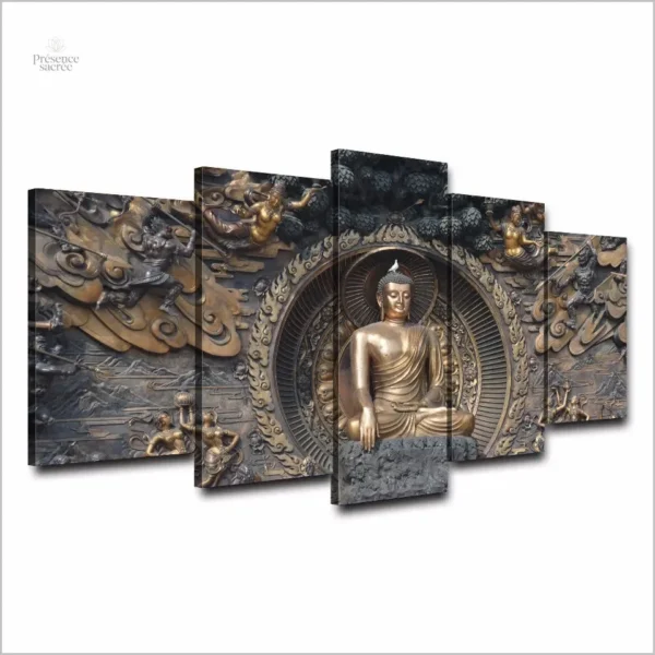 Tableau mural zen Bouddha en bronze pour intérieur