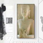 Œuvre d'art Bouddha en blanc minimaliste