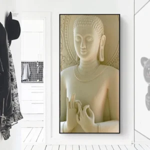 Œuvre d'art Bouddha en blanc minimaliste