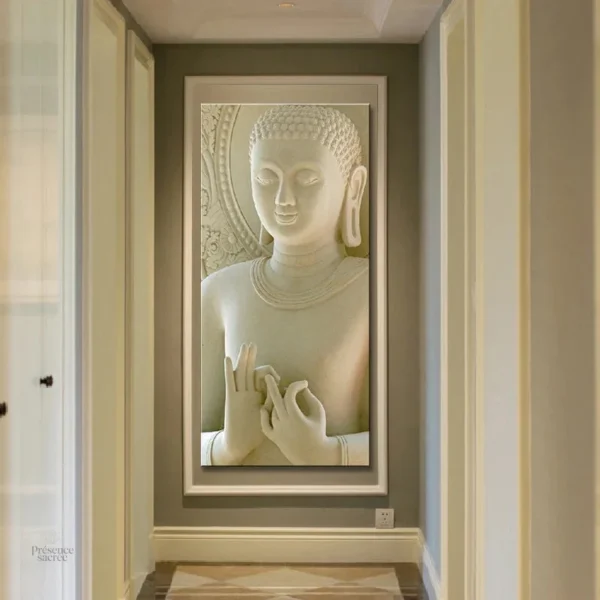 Peinture Bouddha Blanc, symbole de sérénité