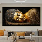 Art mural représentant un Bouddha en position couchée