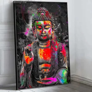 Tableau Bouddha Pop Art coloré et moderne
