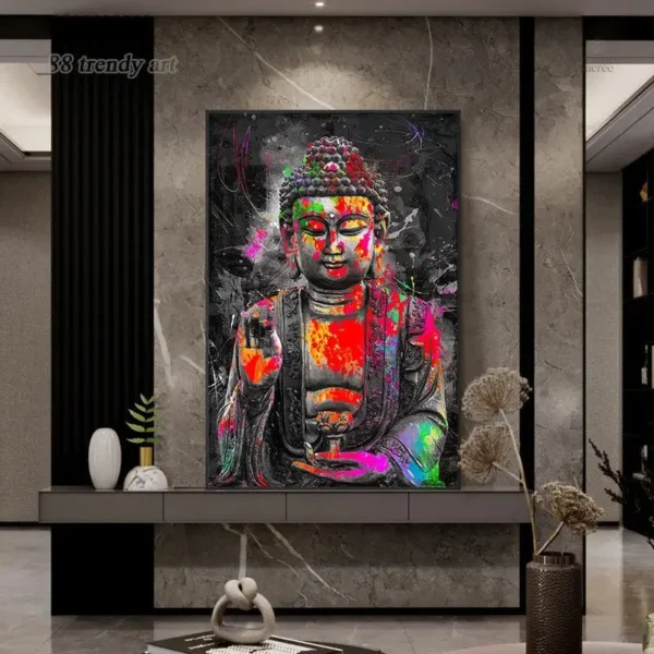 Tableau Bouddha avec des couleurs éclatantes
