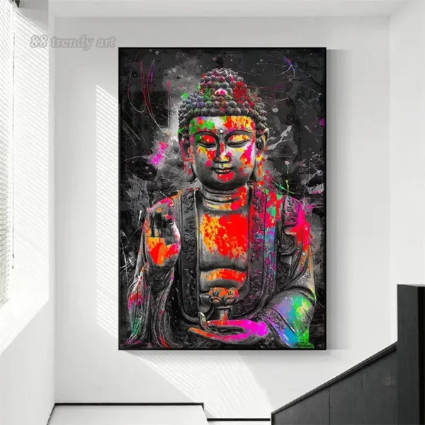 Art mural Bouddha inspirant en style Pop Art