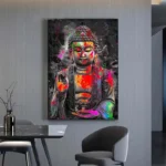 Tableau graphique de Bouddha, œuvre colorée et spirituelle