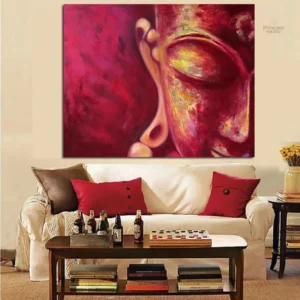Tableau Bouddha - décoration apaisante en rouge