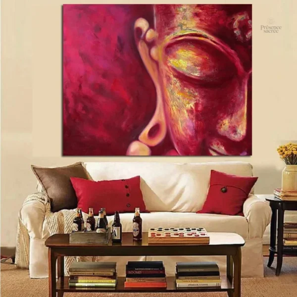 Tableau Bouddha - décoration apaisante en rouge