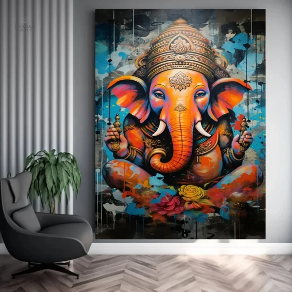 Art mural représentant Ganesh pour décoration intérieure